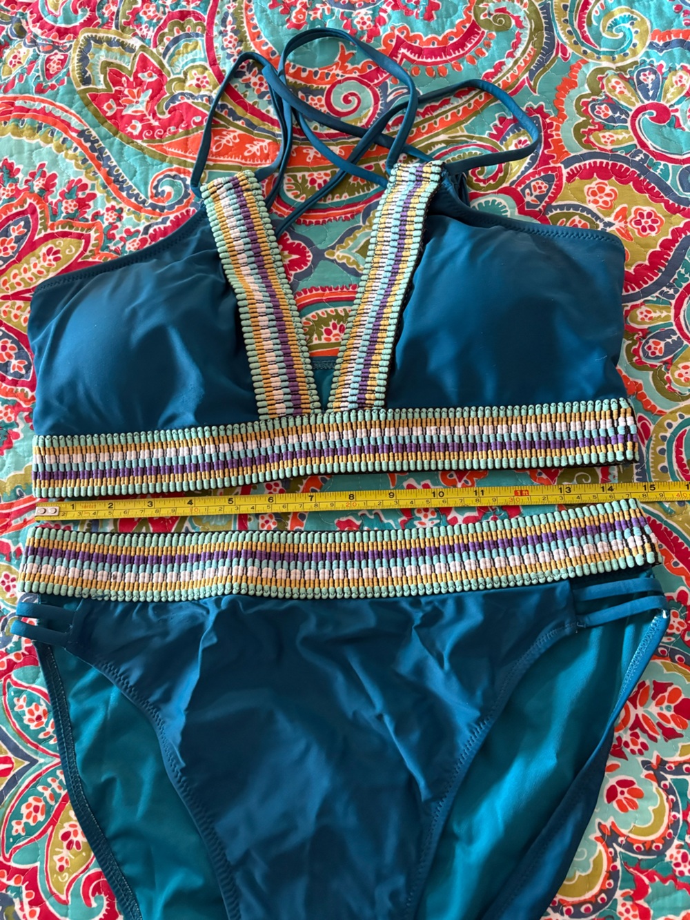 Woven Embroidery Trim Swimsuit